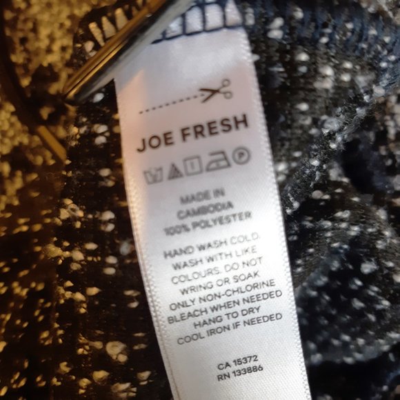 Joe Fresh Navy Blue and White Pouch Pocket Turtleneck Sweater Drawstring Hem - Picture 4 of 8